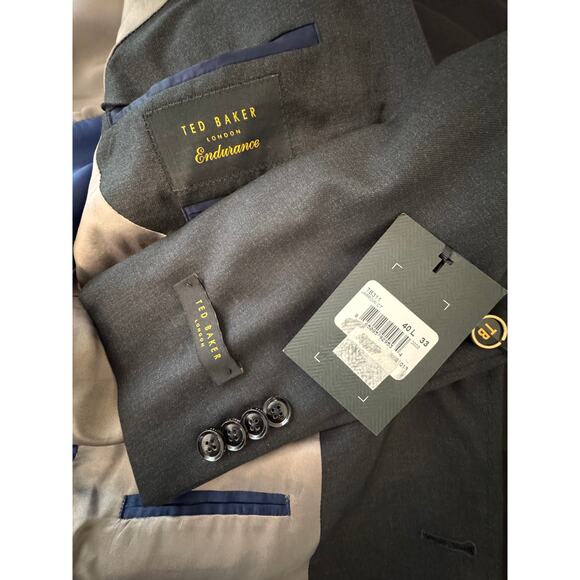 New TED BAKER Men's Gray Jarrow CT Blazer Size 40L And Plaid Pant Set Size 33S - Picture 5 of 11